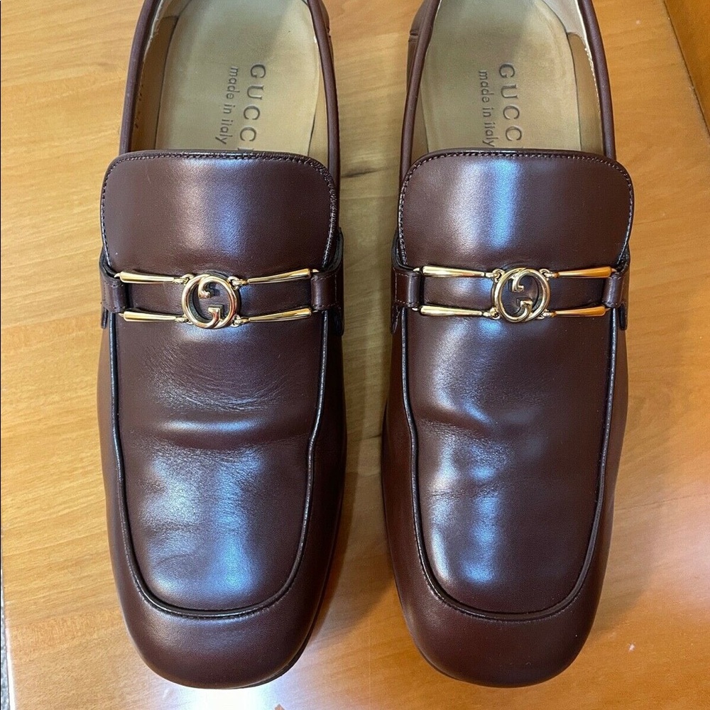 Gucci mens interlocking G brown loafers flats Sz 7.5 US 8 style 598348 - Picture 2 of 10